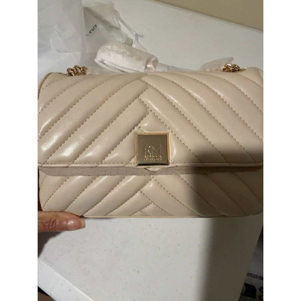 RM Rebecca Minkoff Sammie Quilted Flap Crossbody Bag Bone NWT Gold Chain